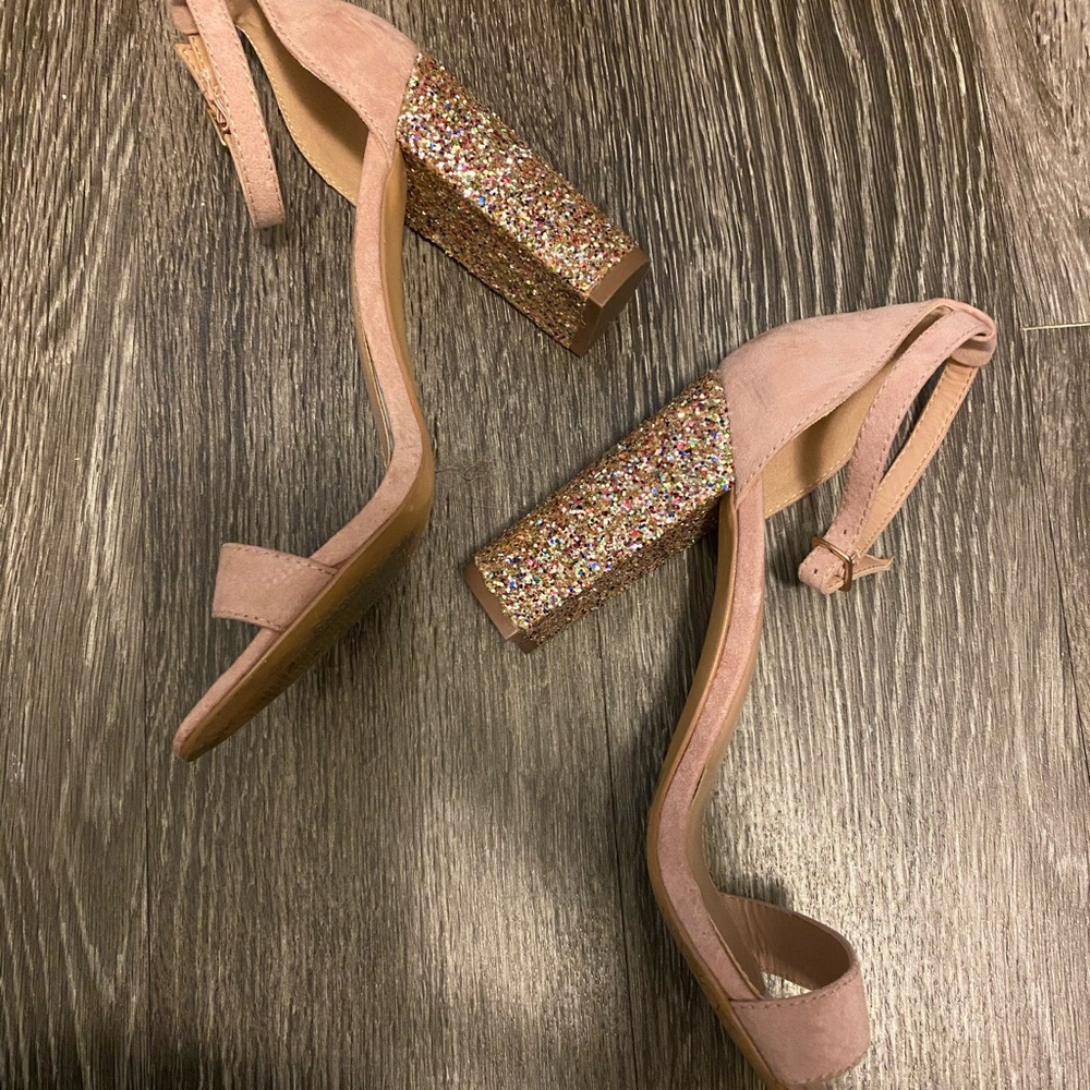Pink/Nude Suade Charlotte Russe Strap Heels